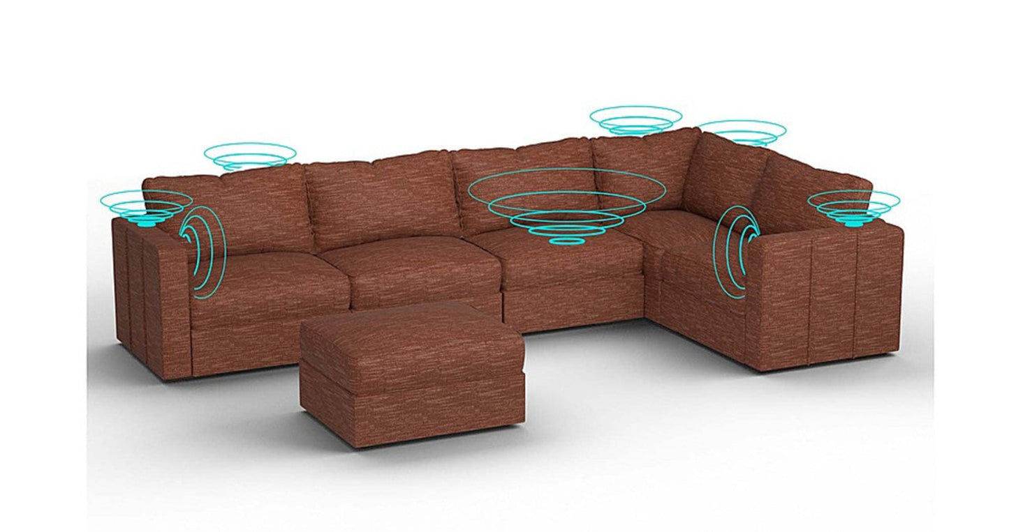 Lovesac – 6 Seats + 8 Sides Rained Chenille &amp; Lovesoft with 10 Speaker Immersive Sound + Charge System – Terracotta - SKU_1772867007623_260