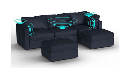 Lovesac – 5 Seats + 5 Sides Corded Velvet &amp; Lovesoft with 8 Speaker Immersive Sound + Charge System – Midnight Navy - 1772862546957_223