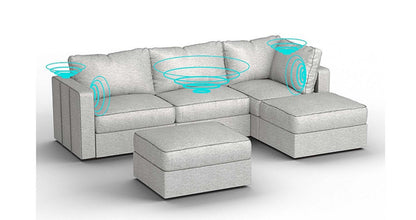 Lovesac – 5 Seats + 5 Sides Luxe Chenille &amp; Standard Foam with 6 Speaker Immersive Sound + Charge System – Tonal Sterling - 1772862552678_934