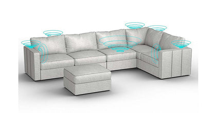 Lovesac – 6 Seats + 8 Sides Luxe Chenille &amp; Lovesoft with 8 Speaker Immersive Sound + Charge System – Tonal Sterling - SKU_1772866965398_362