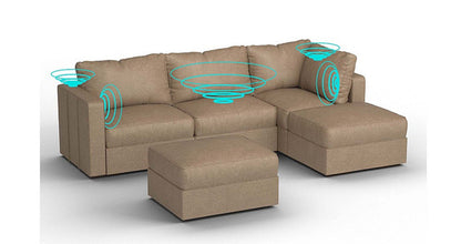 Lovesac – 5 Seats + 5 Sides Combed Chenille &amp; Standard Foam with 6 Speaker Immersive Sound + Charge System – Taupe - SKU_1772863495124_741