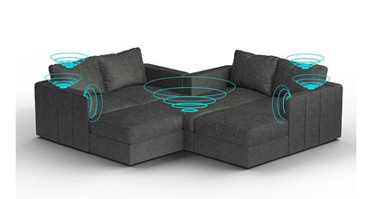 Lovesac – 7 Seats + 8 Sides Corded Velvet &amp; Lovesoft with 6 Speaker Immersive Sound + Charge System – Charcoal Grey - 1772862541057_321