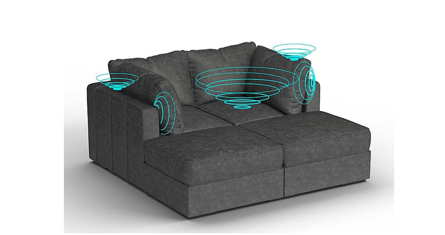Lovesac – 4 Seats + 4 Sides Corded Velvet &amp; Standard Foam with 6 Speaker Immersive Sound + Charge System – Charcoal Grey - 1772866306962_406