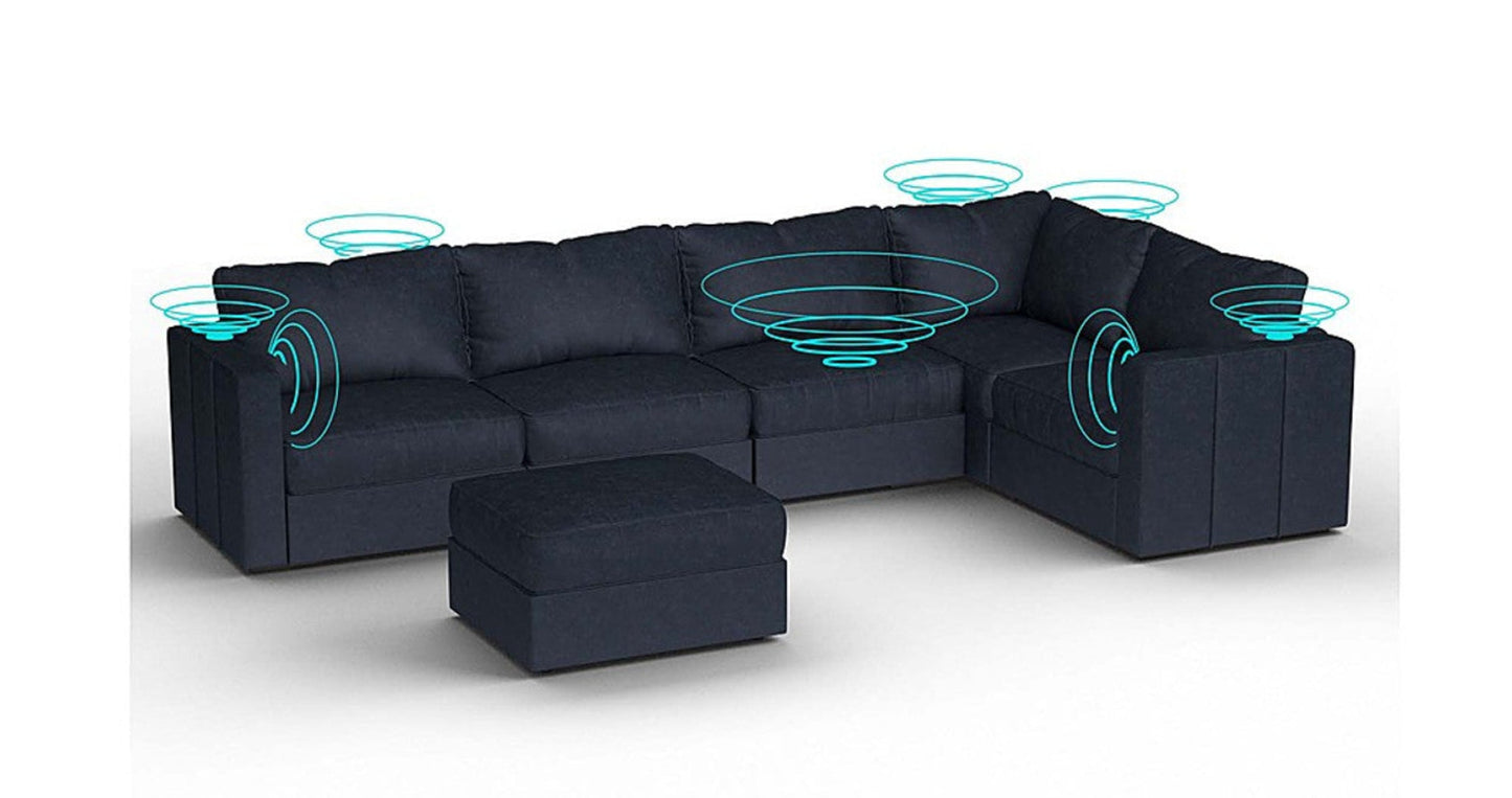 Lovesac – 6 Seats + 8 Sides Corded Velvet &amp; Lovesoft with 8 Speaker Immersive Sound + Charge System – Midnight Navy - SKU_1773036229612_589
