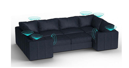 Lovesac – 8 Seats + 10 Sides Corded Velvet &amp; Standard Foam with 8 Speaker Immersive Sound + Charge System – Midnight Navy - SKU_1772871029787_646