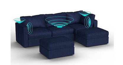 Lovesac – 5 Seats + 5 Sides Corded Velvet &amp; Lovesoft with 8 Speaker Immersive Sound + Charge System – Sapphire Navy - 1772866312413_376