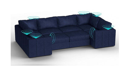Lovesac – 8 Seats + 10 Sides Corded Velvet &amp; Standard Foam with 10 Speaker Immersive Sound + Charge System – Sapphire Navy - 1772862569078_709