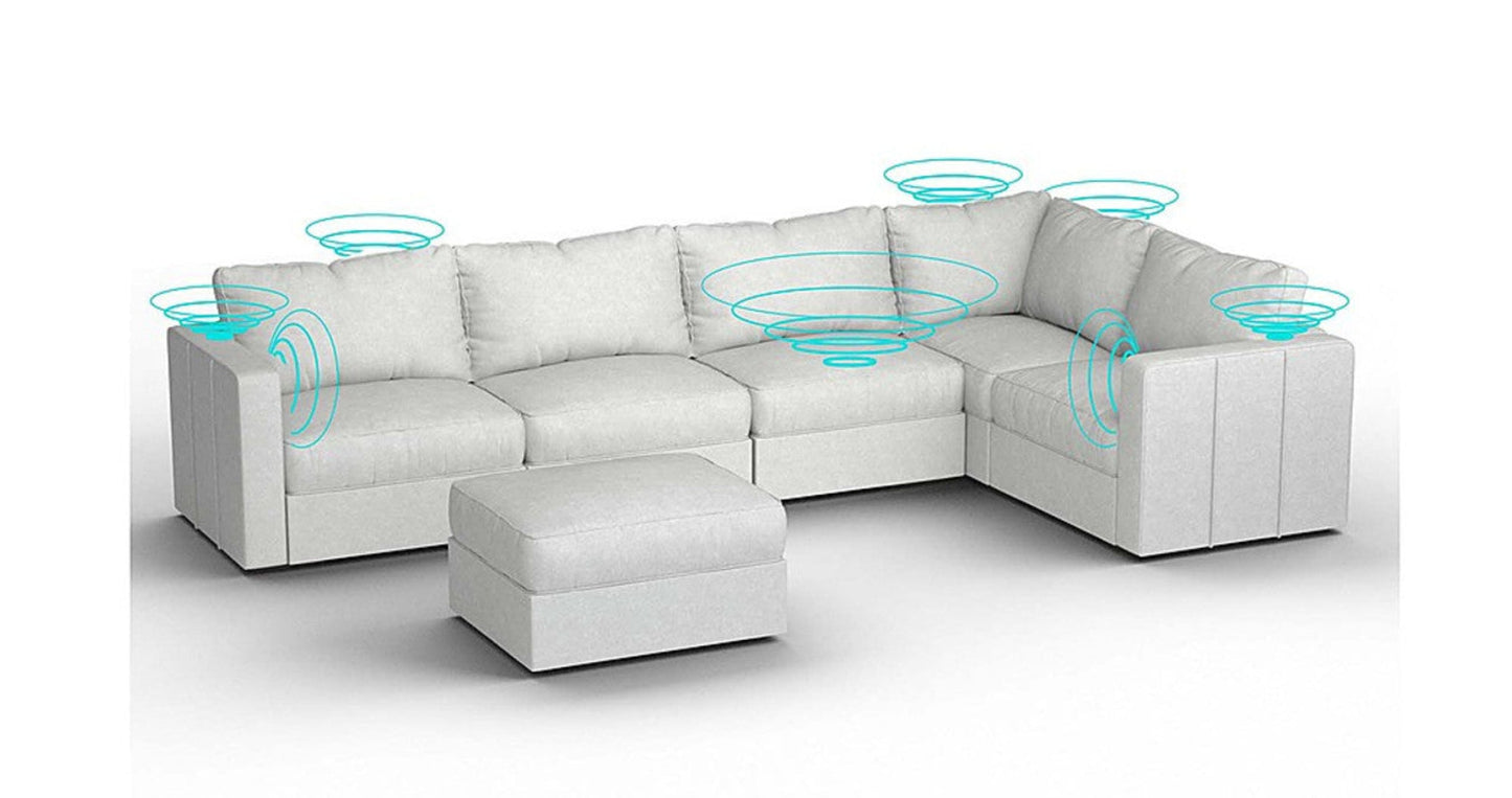Lovesac – 6 Seats + 8 Sides Corded Velvet &amp; Standard Foam with 6 Speaker Immersive Sound + Charge System – Sky Grey - 1772862535376_394