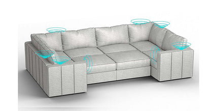 Lovesac – 8 Seats + 10 Sides Luxe Chenille &amp; Standard Foam with 8 Speaker Immersive Sound + Charge System – Tonal Sterling - 1772861435918_15
