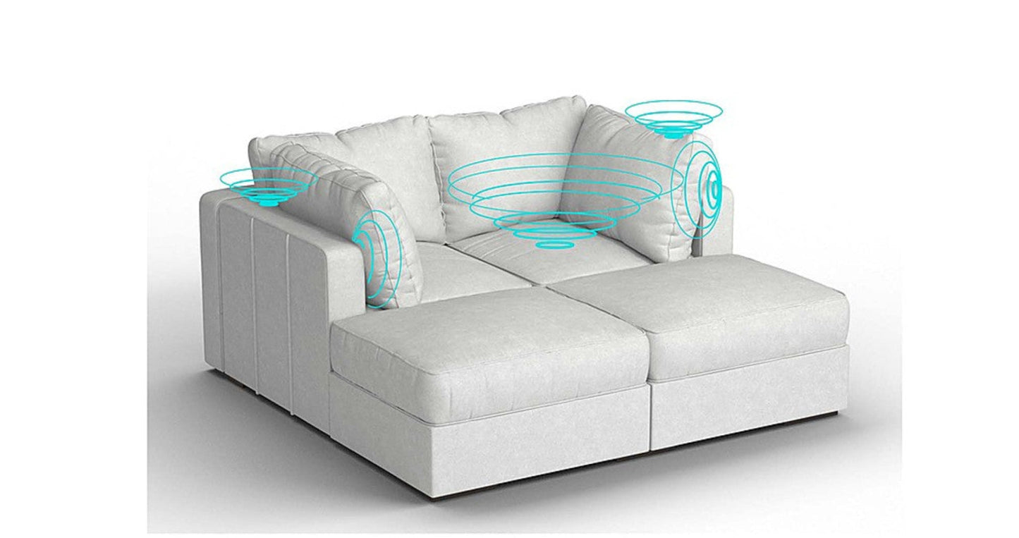 Lovesac – 4 Seats + 4 Sides Corded Velvet &amp; Standard Foam with 8 Speaker Immersive Sound + Charge System – Sky Grey - 1772863730311_844
