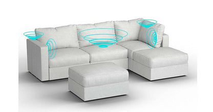 Lovesac – 5 Seats + 5 Sides Corded Velvet &amp; Standard Foam with 6 Speaker Immersive Sound + Charge System – Sky Grey - SKU_1773036214662_693