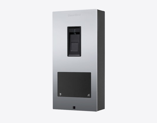 DoorBird A1122 Surface-Mount IP Access Control Device Fingerprint 50 in Chrome-Finish as PVD Coating, Stainless Steel V4A, High-Gloss Finished - 423912199