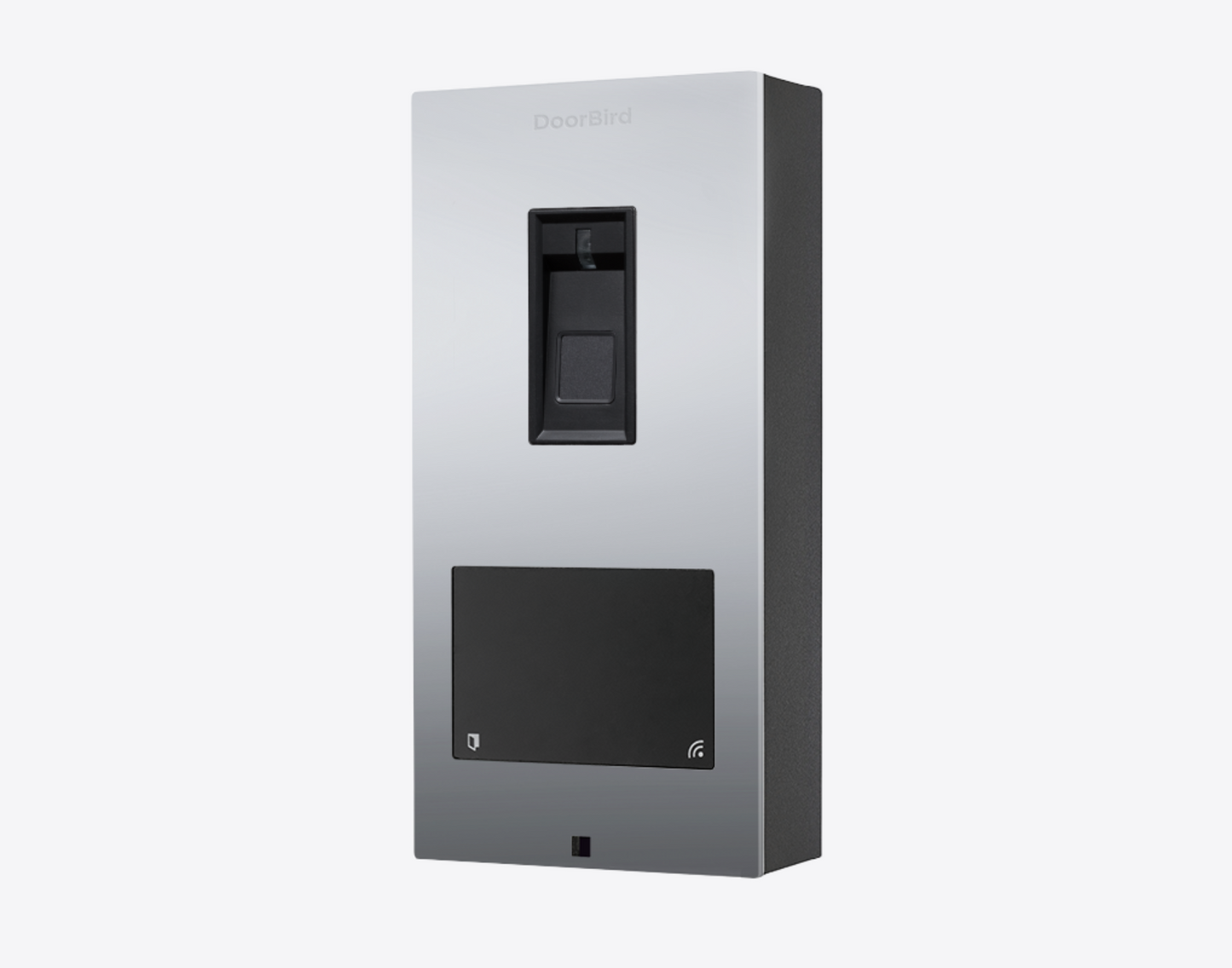 DoorBird A1122 Surface-Mount IP Access Control Device Fingerprint 50 in Chrome-Finish as PVD Coating, Stainless Steel V4A, High-Gloss Finished - 423912199