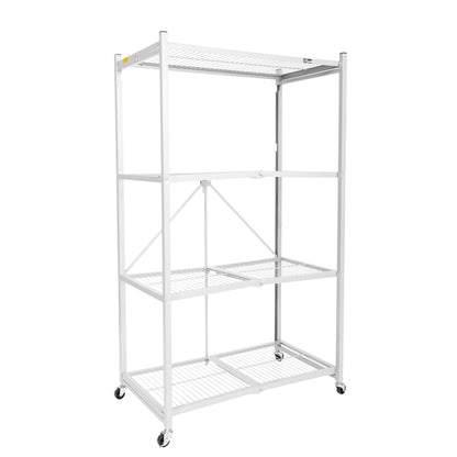 Origami 4-Pack R5-06W 4-Wheel 4-Shelf Folding Steel Wire Shelving Storage, White - 415205
