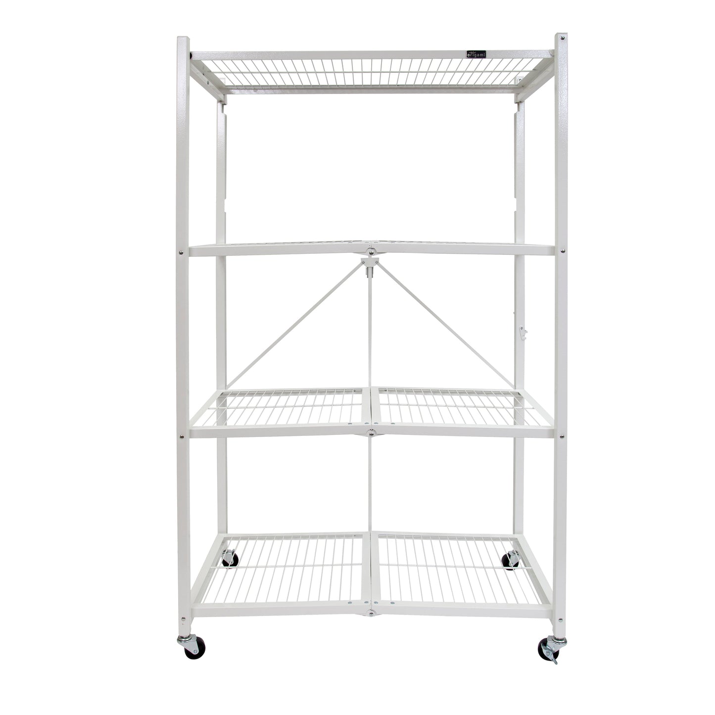 Origami 3-Pack R5-06W 4-Wheel 4-Shelf Folding Steel Wire Shelving Storage, White - 415204