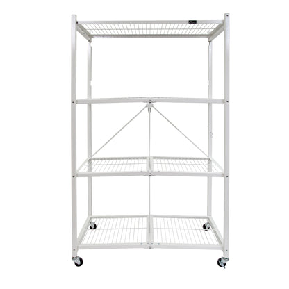 Origami 4-Pack R5-06W 4-Wheel 4-Shelf Folding Steel Wire Shelving Storage, White - 415205