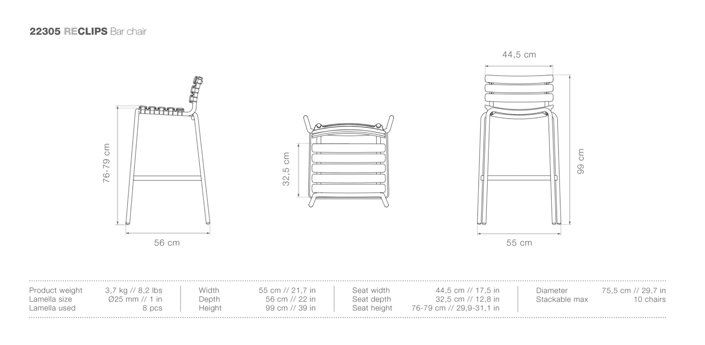 HOUE ReCLIPS Outdoor Bar Chair - Procure Décor