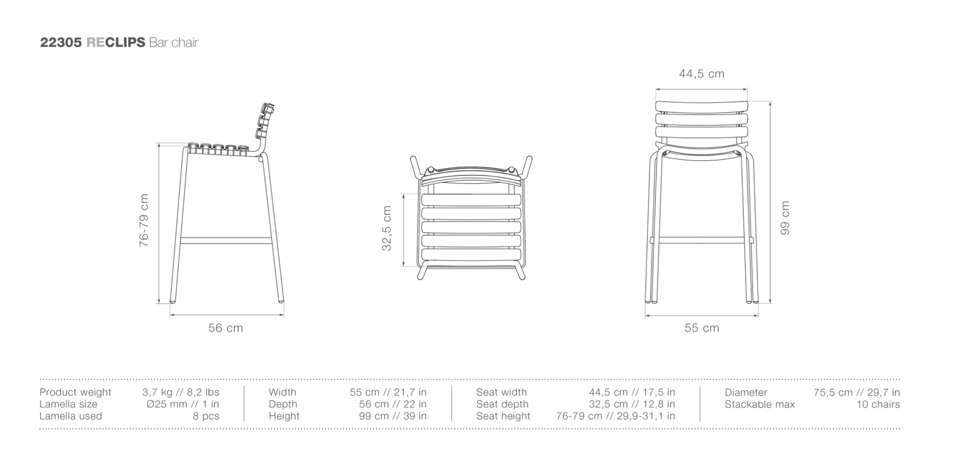 HOUE ReCLIPS Outdoor Bar Chair - Procure Décor