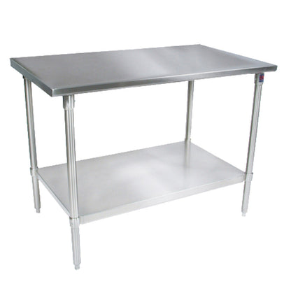 John Boos ST6-3696SSK 96"W x 36"D Stainless Steel Work Table, Adjust. Undershelf - JBST63696SSK