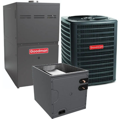 Goodman - 1.5 Ton/60,000 BTU 96% AFUE Gas Furnace and Air Conditioner System - Horizontal - 15.2 SEER2 - R32 - GLXS4BA1810