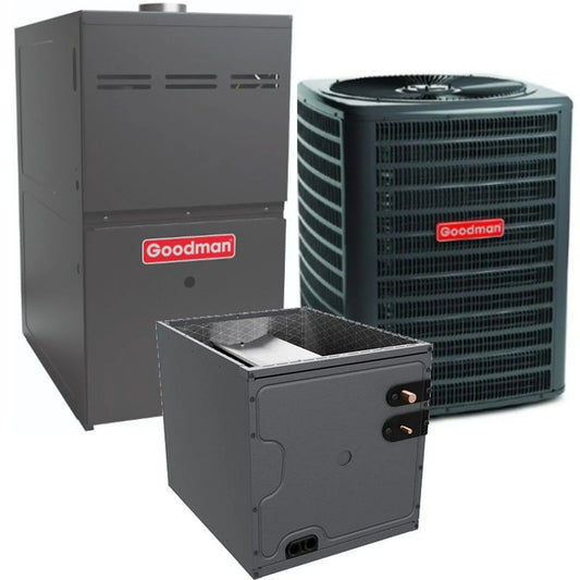 Goodman - 2.5 Ton/60,000 BTU 80% AFUE Gas Furnace and Air Conditioner System - Upflow - 14.5 SEER2 - R32 - GLXS3BN3010 / CAPTA3626B3 / GMVC800603BN