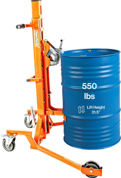 Super Handy GUO138 Hydraulic Drum Lifter for 55 Gal. Drums 550 Lbs Capacity New - GUO138