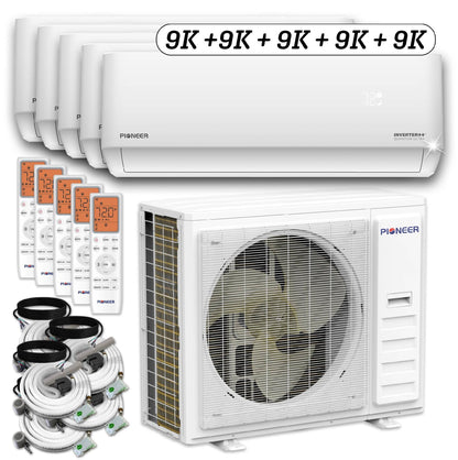 Pioneer Quint Split 45000 BTU 3.75-Ton Quantum Ultra Wi-Fi 22 SEER Energy-Star Multi (5) Zone Wall Mount Air Conditioner Heat Pump 230-Volt - WYT050GLSI24M5-9W-9W-9W-9W-9W