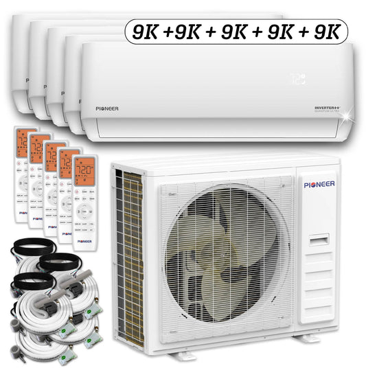 Pioneer Quint Split 45000 BTU 3.75-Ton Quantum Ultra Wi-Fi 22 SEER Energy-Star Multi (5) Zone Wall Mount Air Conditioner Heat Pump 230-Volt - WYT050GLSI24M5-9W-9W-9W-9W-9W