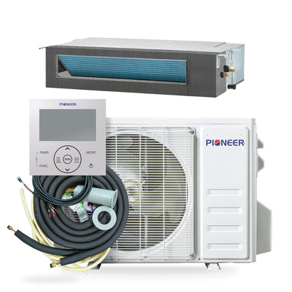 Pioneer Quantum Ultra 11,000 BTU 19 SEER2 230V Ceiling Concealed Ducted Mini-Split Air Conditioner Inverter Heat Pump Full Set - RYT012GLSI24RL-10S