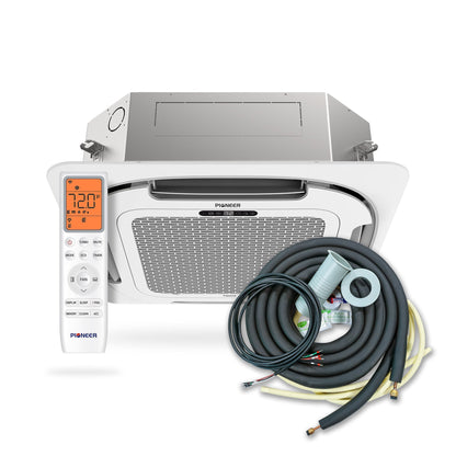 Pioneer Multi Zone 9,000 BTU Quantum Ultra Ceiling Cassette Indoor Section Ductless Mini-Split Wi-Fi Inverter++ Air Conditioner Heat Pump 230V - CT009GLSILCFHG-10S