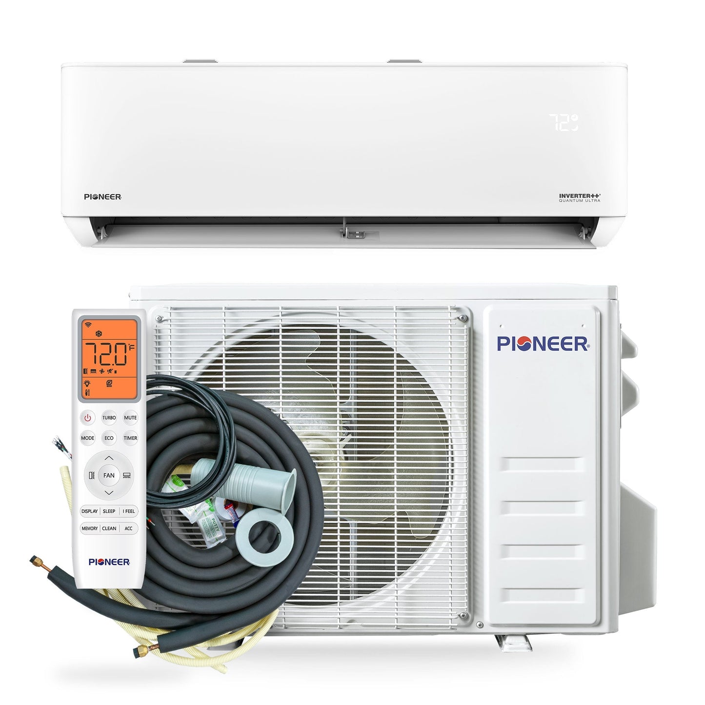 Pioneer Quantum Ultra 9,000 BTU 23 SEER2 115V High-Wall Ductless Energy-Star Mini-Split Air Conditioner Inverter Heat Pump Full Set - WYT009ALSI24RL-10S