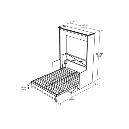 Murphy Bed With Desk & 2 Storage Cabinets, Double Size, White by Leto Muro
