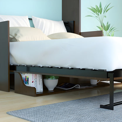 Murphy Bed With Desk & Storage Cabinet, Queen Size, Walnut Coventry by Leto Muro