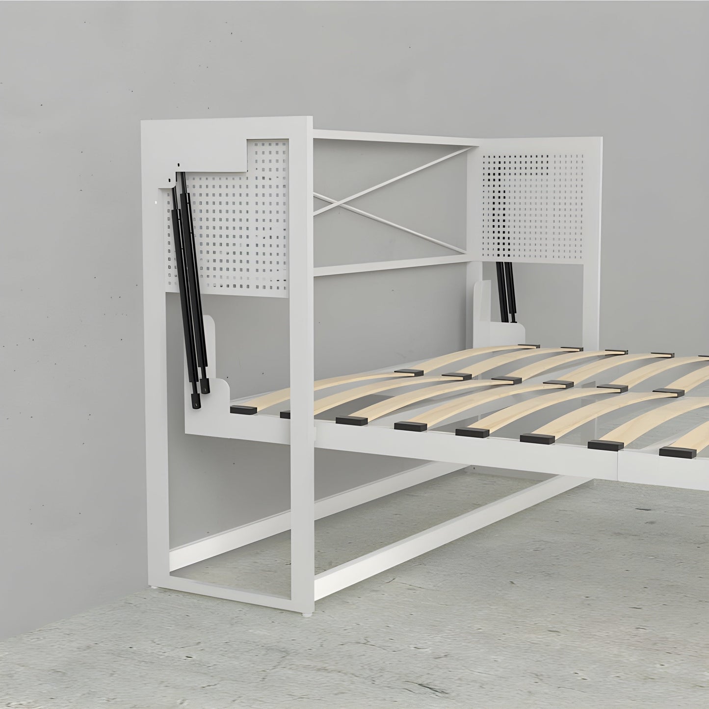 Murphy Bed With Desk, Double Size, White by Leto Muro