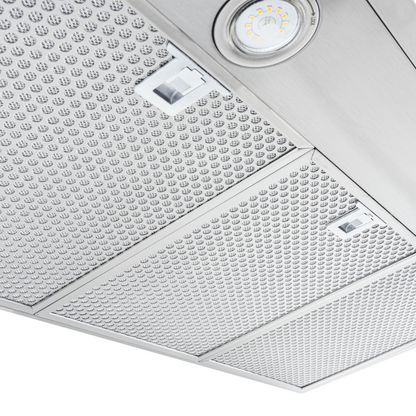 Proline PLFW 520 - Wall-Mounted Range Hood, 600/1200 CFM | Convertible to Ductless, Stainless Steel, Matte Black Finish - PLFW 520.24