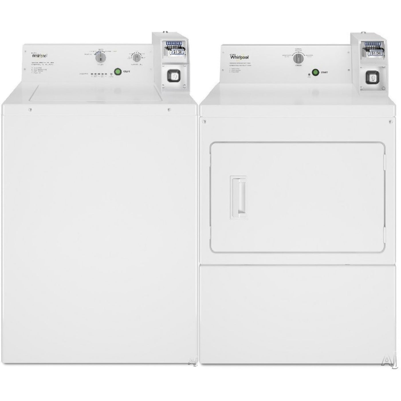 Whirlpool 27 Inch Top Load Commercial Washer & Whirlpool 27 Inch Top Load Commercial Gas Dryer - CAE2745FQ
