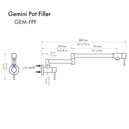 ZLINE Autograph Gemini Pot Filler in Brushed Nickel and Champagne Bronze,  - GEM-FPF-ZBNCB