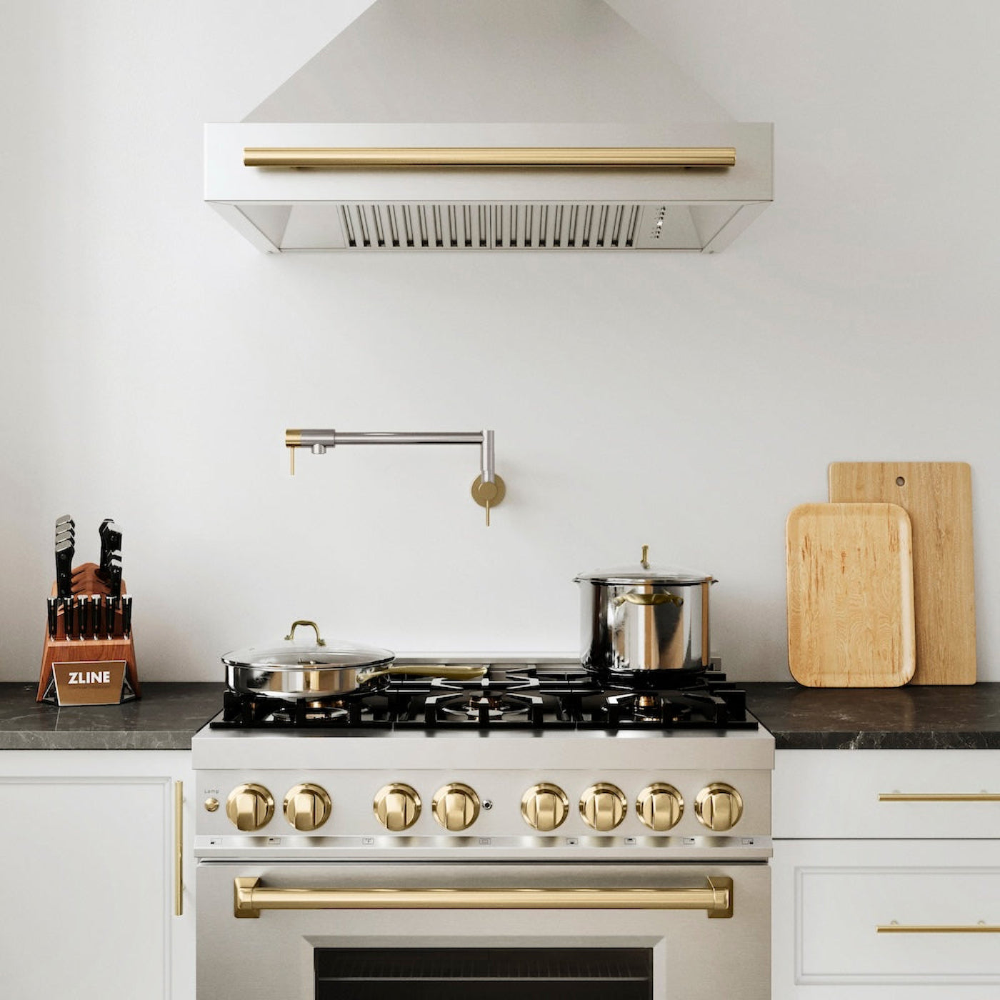 ZLINE Autograph Gemini Pot Filler in Brushed Nickel and Champagne Bronze,  - GEM-FPF-ZBNCB