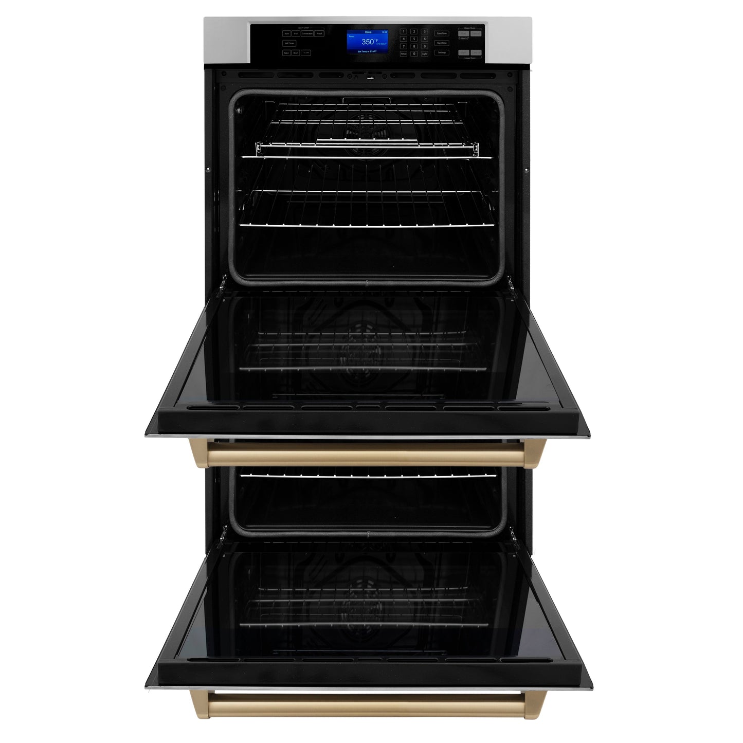 ZLINE 30" Autograph Double Wall Oven with Air Fry and Self-Clean in Stainless Steel and Champagne Bronze Handle,  - WADZ-30-CB