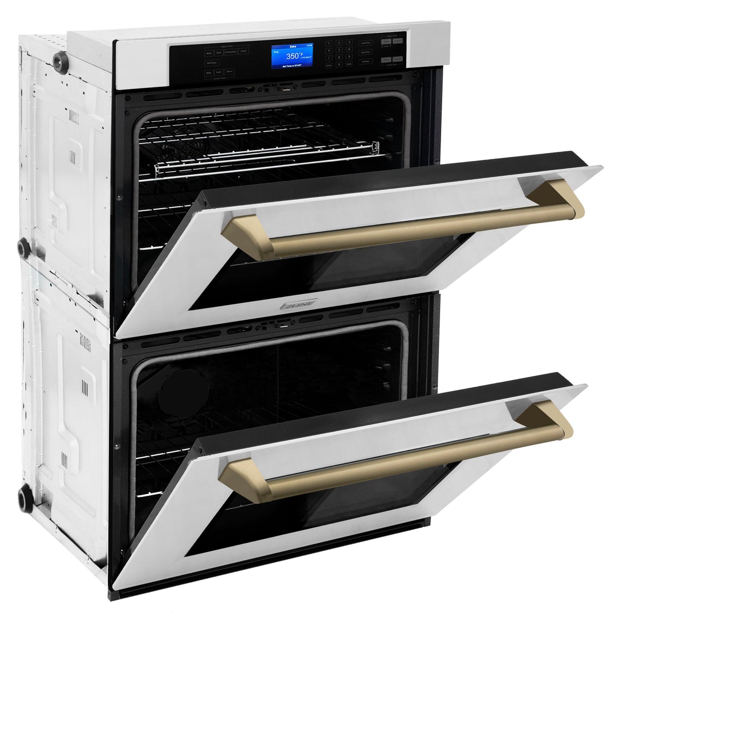 ZLINE 30" Autograph Double Wall Oven with Air Fry and Self-Clean in Stainless Steel and Champagne Bronze Handle,  - WADZ-30-CB